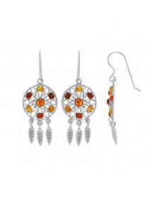 Boucles d'oreilles attrape-rêves pierres en ambre et argent rhodié 3131861RH Nature d'Ambre 91,00 €