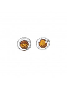 Boucles d'oreilles puce en Ambre cerclé d'argent rhodié 3131654RH Nature d'Ambre 32,00 €