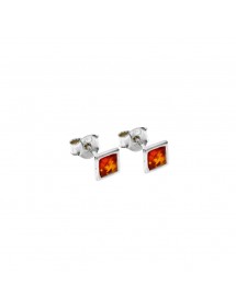 Boucles d'oreilles carrées ambre couleur cognac avec contour, argent rhodié 3130573 Nature d'Ambre 19,90 €