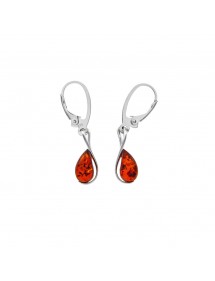 Orecchini in argento rodiato con una pietra d'ambra sul lato 3131046RH Nature d'Ambre 39,90 €