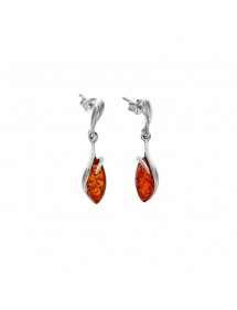 Boucles d'oreilles en argent rhodié ornées d'une pierre ovale en ambre 3130796RH Nature d'Ambre 52,00 €