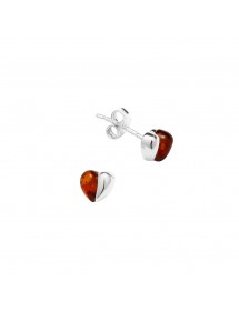 Boucles d'oreilles puce cœur, moitié ambre, moitié argent 3130526 Nature d'Ambre 26,00 €