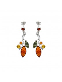 Boucles d'oreilles forme de branche argent et des feuilles d'ambre 3130460 Nature d'Ambre 69,90 €