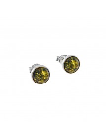 Boucles d'oreilles puces argent et ambre verte - ø 8 mm 313767 Nature d'Ambre 24,00 €