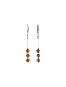 Boucles d'oreilles Longues en argent et ambre de 3 pierres rondes 3130187 Nature d'Ambre 48,00 €