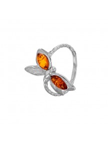 Bague en forme de libellule en Ambre miel et argent rhodié 311742 Nature d'Ambre 49,90 €