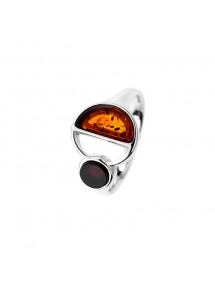 Runder Ring aus Cognac und Kirschbernstein, Rhodiumsilber 311720 Nature d'Ambre 58,00 €