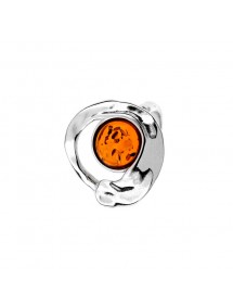 Bague cercle effet martelé avec pierre ronde Ambre, argent rhodié 311721 Nature d'Ambre 79,90 €