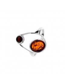 Anello circolare con cerchi in ambra cognac e ciliegia, argento rodiato 311709 Nature d'Ambre 45,00 €