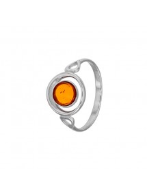 Bague pierre ronde Ambre couleur cognac et armature en argent rhodié 311743 Nature d'Ambre 32,00 €