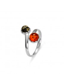 Anello regolabile Cognac e ambra verde, argento rodiato 311740 Nature d'Ambre 34,90 €