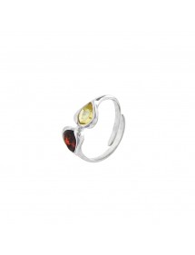 Anello ovale regolabile in ambra con cornice a foglia in argento rodiato 3111403RH Nature d'Ambre 32,50 €