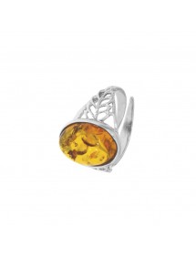 Bague Ambre réglable en argent rhodié orné de feuilles 311584RH Nature d'Ambre 62,00 €