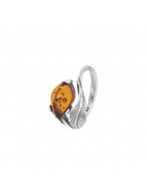 Bague réglable en Ambre avec motif plume en argent vieilli 311590V Nature d'Ambre 56,00 €