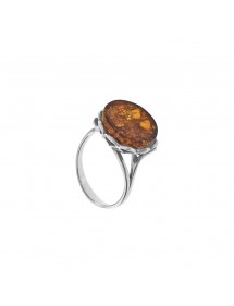 Bague réglable en ambre à armature en dentelle en argent rhodié 3111401RH Nature d'Ambre 72,00 €