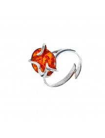 Rhodinierter Silberring, einstellbar in honigfarbenem Bernstein 3111273RH Nature d'Ambre 45,90 €