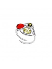 Verstellbarer Ring mit 3 Bernsteinsteinen, Rhodiumsilber 3111274RH Nature d'Ambre 54,00 €