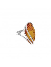 Anello in argento con ambra miele con pietra allungata 3111157 Nature d'Ambre 69,90 €