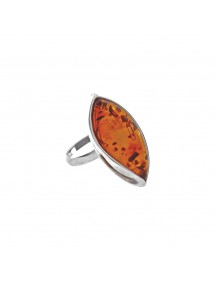 Anello in argento decorato con una grande pietra ovale d'ambra 3111170 Nature d'Ambre 72,00 €