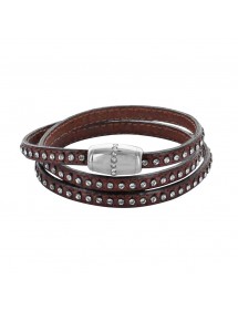 Bracelet marron triple tours avec pierres synthétiques et cuir de veau - 57 cm 314194M57 Baci Belli 14,00 €