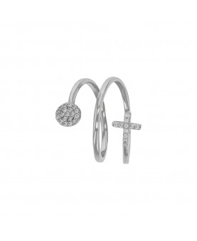 Anello a spirale microincastonato in argento rodiato 925/1000, ossidi di zirconio 311287 Laval 1878 19,90 €