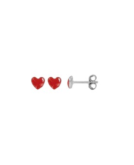 Earrings with red heart in rhodium silver 313289 Suzette et Benjamin 26,00 €