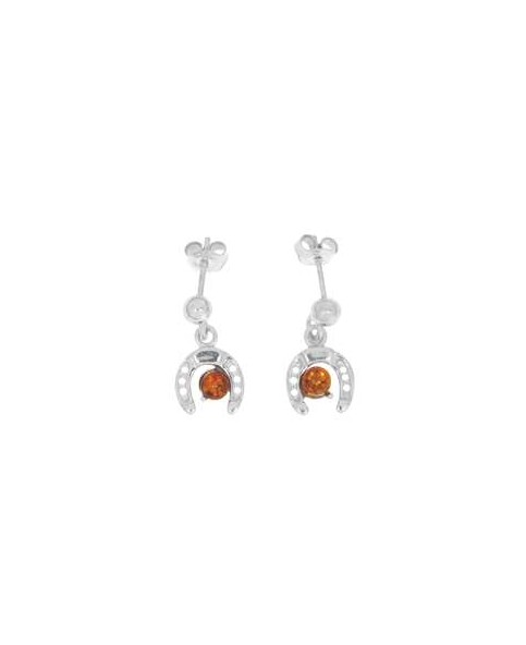 Boucles d'oreilles boule en ambre avec fer à cheval en argent rhodié 3131668RH Nature d'Ambre 32,60 €