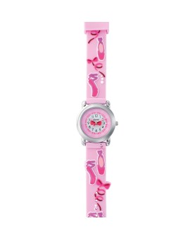 Montre pédagogique DOMI, motif Danse, bracelet silicone rose