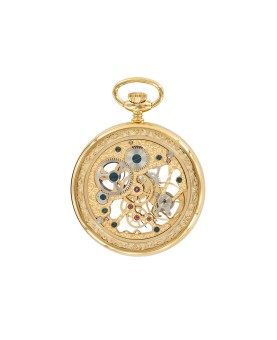 Laval 1878 clock and mechanical skeleton watch, golden yellow