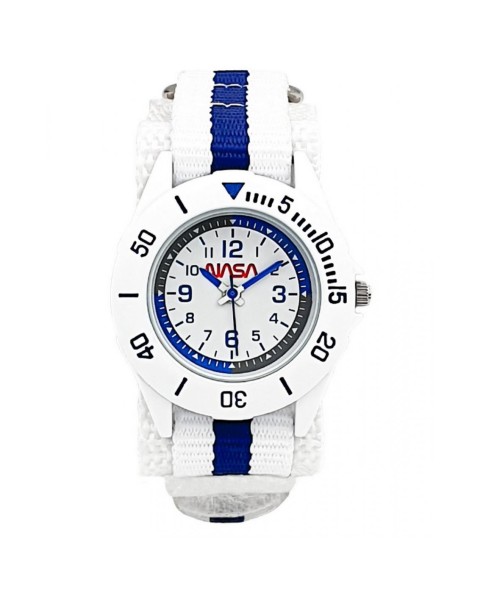 NASA BNA20007-005 Children's Educational Watch - White and Blue Nylon Strap