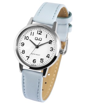 Q&Q Women's Watch - Q925J364Y Light Blue Leatherette Strap