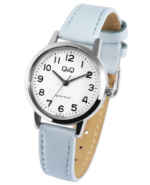 Montre montre pour femme Q&Q avec bracelet en similicuir bleu clair