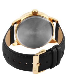 Q&Q men's watch with gold case and luminous hands, water resistant to 5 bar