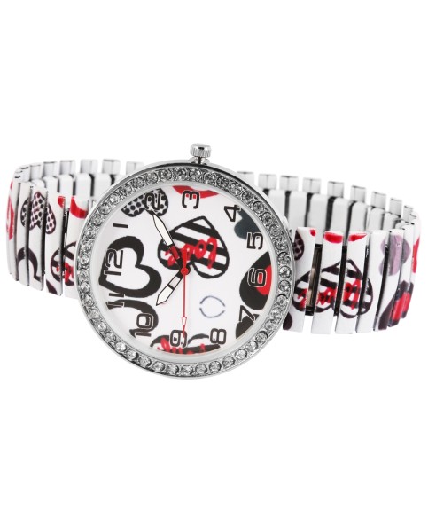 Montre femme Donna Kelly avec bracelet en métal multicolore motif cœurs