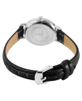 Montre pour femme Excellanc cadran blanc et bracelet en similicuir noir