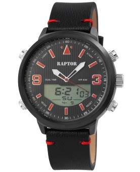 Montre Raptor RA20311-003 pour homme avec bracelet en cuir véritable noir et rouge, affichage analogique/numérique RA20311-00...