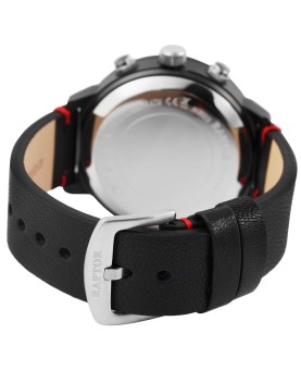 Montre Raptor RA20311-003 pour homme avec bracelet en cuir véritable noir et rouge, affichage analogique/numérique