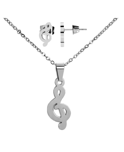 Treble Clef Earrings and Pendant Set with Stainless Steel Chain 5120090-001 Akzent 19,95 €