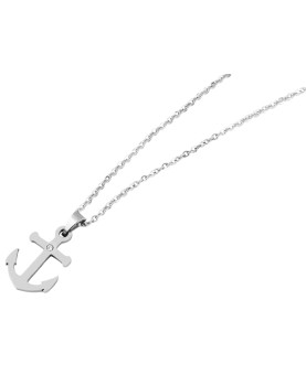 Set of earrings and anchor pendant with chain in stainless steel and Cubic Zirconia