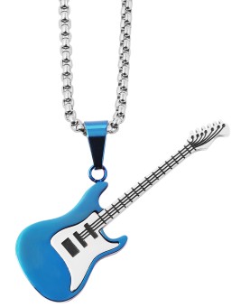 Collana Ciondolo Chitarra Elettrica In Acciaio Inossidabile, Colore Argento/Blu 5010362-001 Akzent 19,95 €