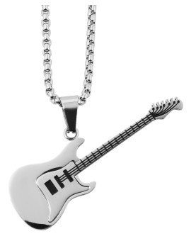 Collana con ciondolo chitarra elettrica in acciaio inossidabile, colore argento 5010362-003 Akzent 19,95 €