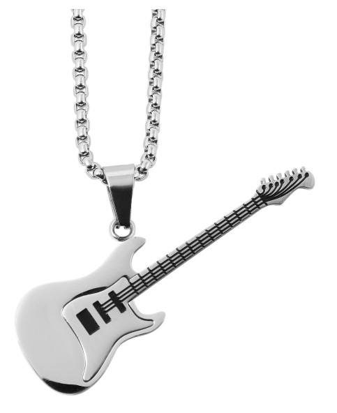 Collana con ciondolo chitarra elettrica in acciaio inossidabile, colore argento 5010362-003 Akzent 19,95 €