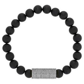 Bracciale a sfere in Agata Nera con elemento in acciaio - da 18 a 20 cm 318092D One Man Show 32,00 €