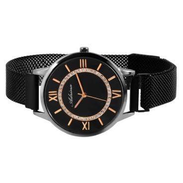 Adrina Roman numerals ladies watch with black strap