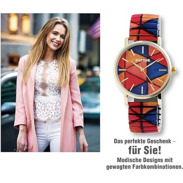 Colorful Edition Raptor Women's Watch, Stainless Steel, Quartz Analog, Colorful Print Pattern