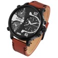 Raptor Limited RA20130-006 Men's Quartz Watch with Genuine Leather Strap and 3 Time Zones