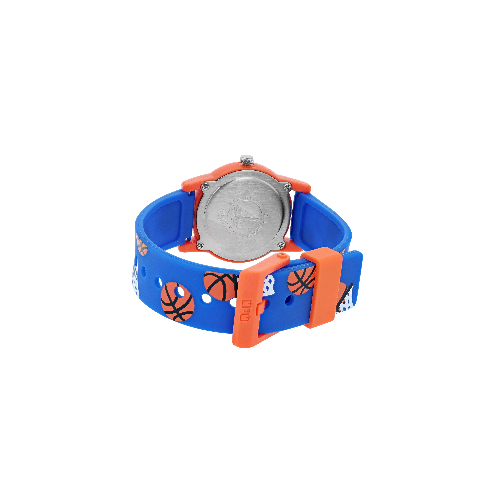 Q&Q Kinderuhr mit Silikonarmband, Basketballmotive, 10 ATM