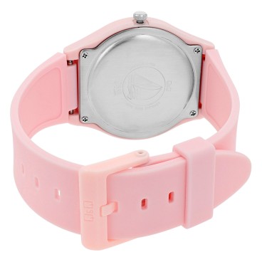 Q&Q women's watch with pink silicone strap, water resistant 10 bars