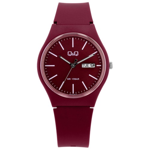 Q&Q unisex watch with burgundy silicone strap, water resistant 10 bars A212J011Y Q&Q 35,90 €