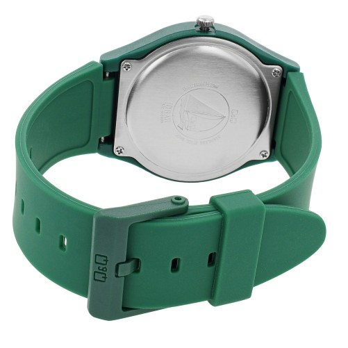 Montre unisexe Q&Q avec bracelet en silicone vert, étanche 10 bars